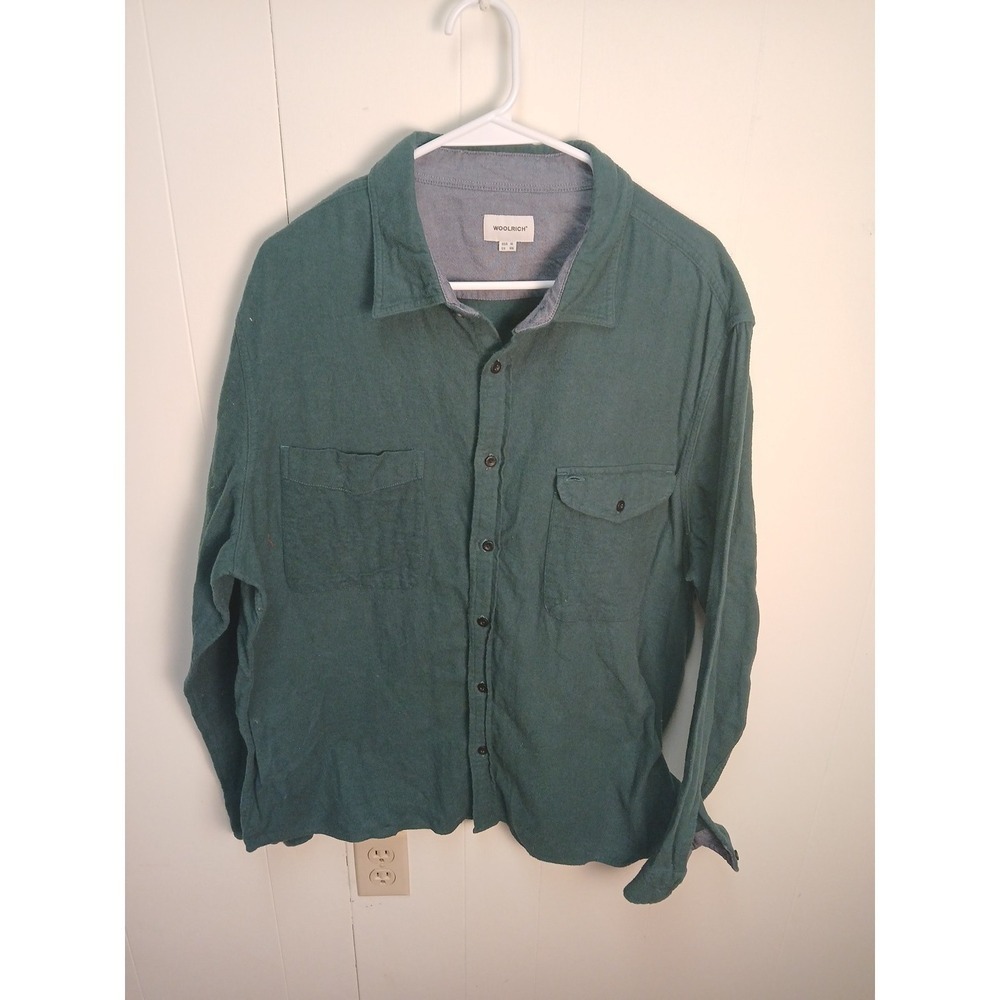 Vintage Woolrich Shirt Men's XL Army Green Heavy  100% Cotton Button Up Workwear